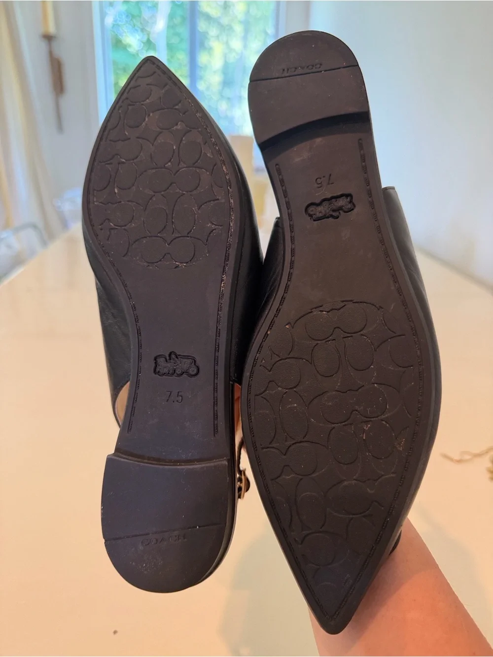 Coach VEDA leather flats slingbacks black New US Size 7.5